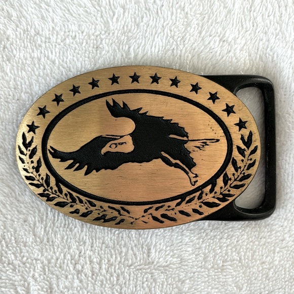 Tech Ether Guild Belt Buckle 1975 Bald Eagle Brass Vintage - Picture 1 of 9